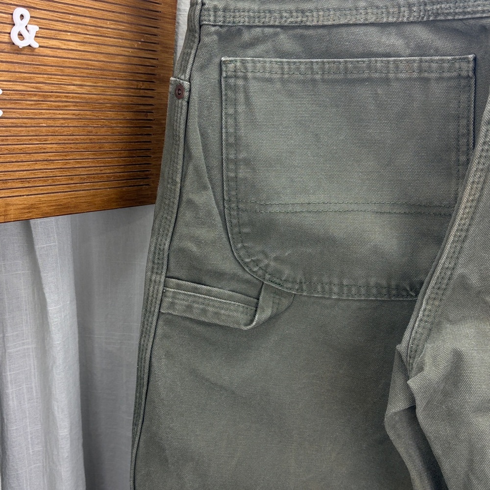 Dickies 2000s Y2K Olive Green Carpenter Heavy Weight Canvas Pants | 32x32 - Picture 5 of 13